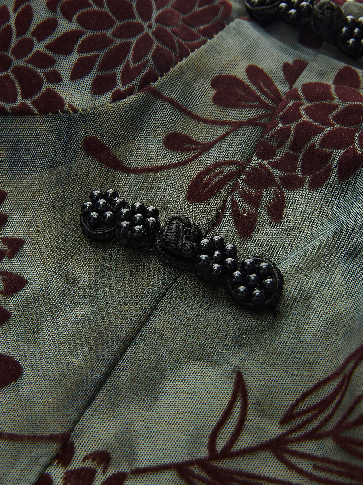 Semi-Sheer Button Detail Velvet Floral Cami Top - Takermore