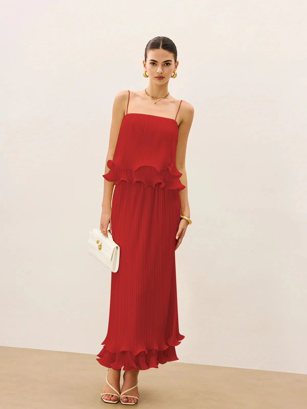 Pleated Layered Ruffle Skirt Set - Takermore