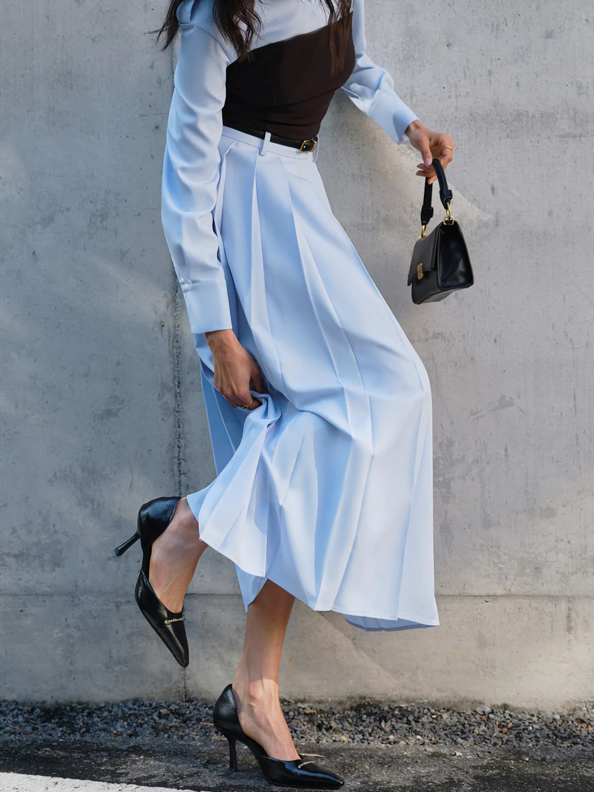 Minimalist Pleated Skirt Without Belt - Takermore