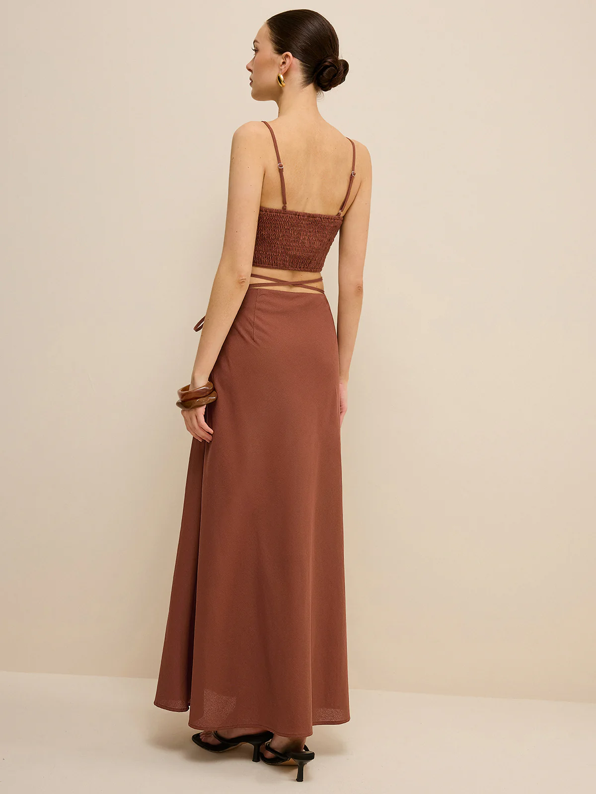 Cut-Out Waist Tie-Detail Skirt Set - Takermore