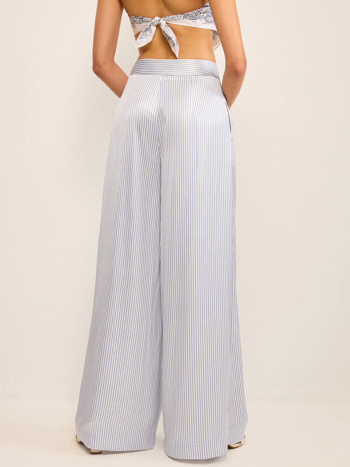 High-Waisted Striped Wide-Leg Pants - Takermore