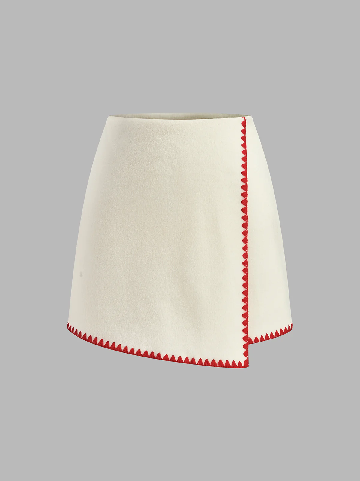 Contrast Embroidered Trim Tweed Skirt - Takermore