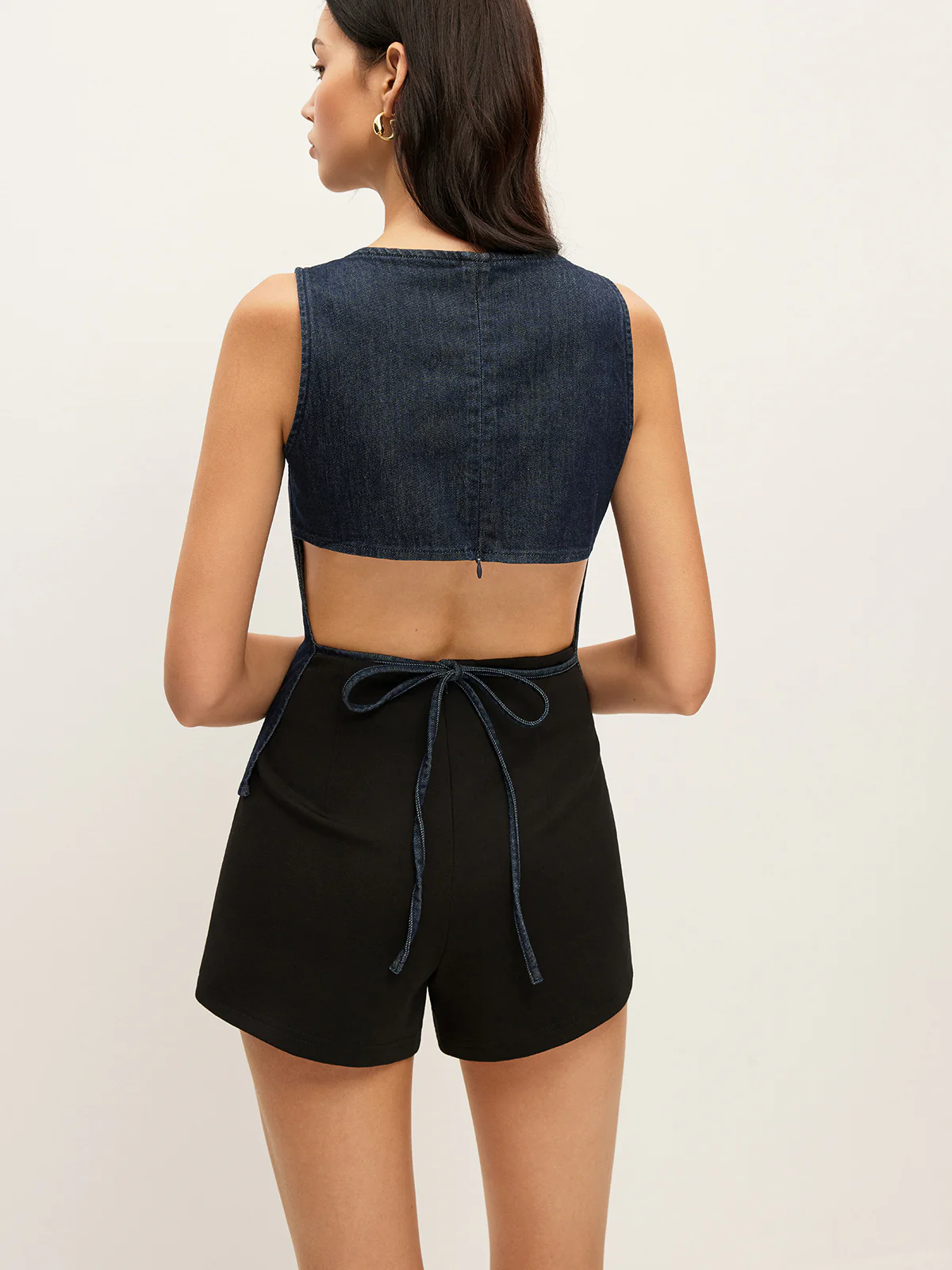 Back Tie Denim Top - Takermore