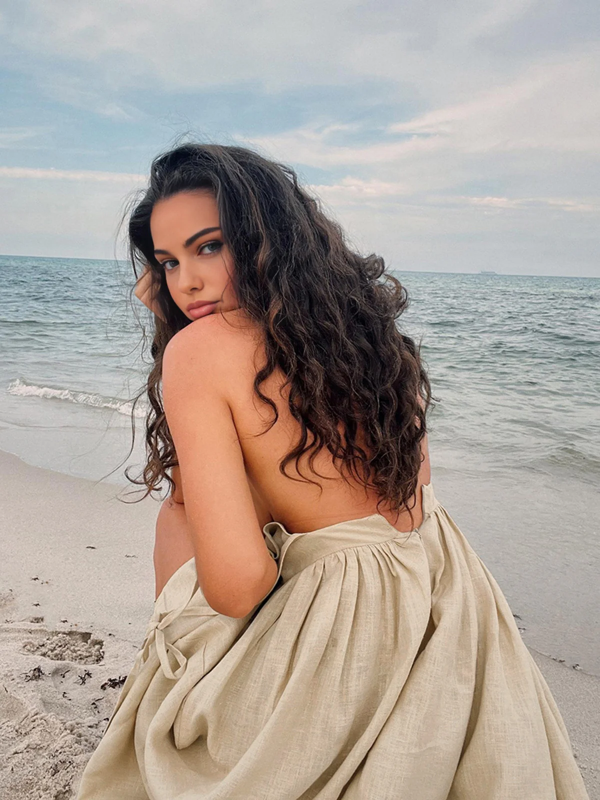 Cotton & Linen Backless Long Dress - Takermore