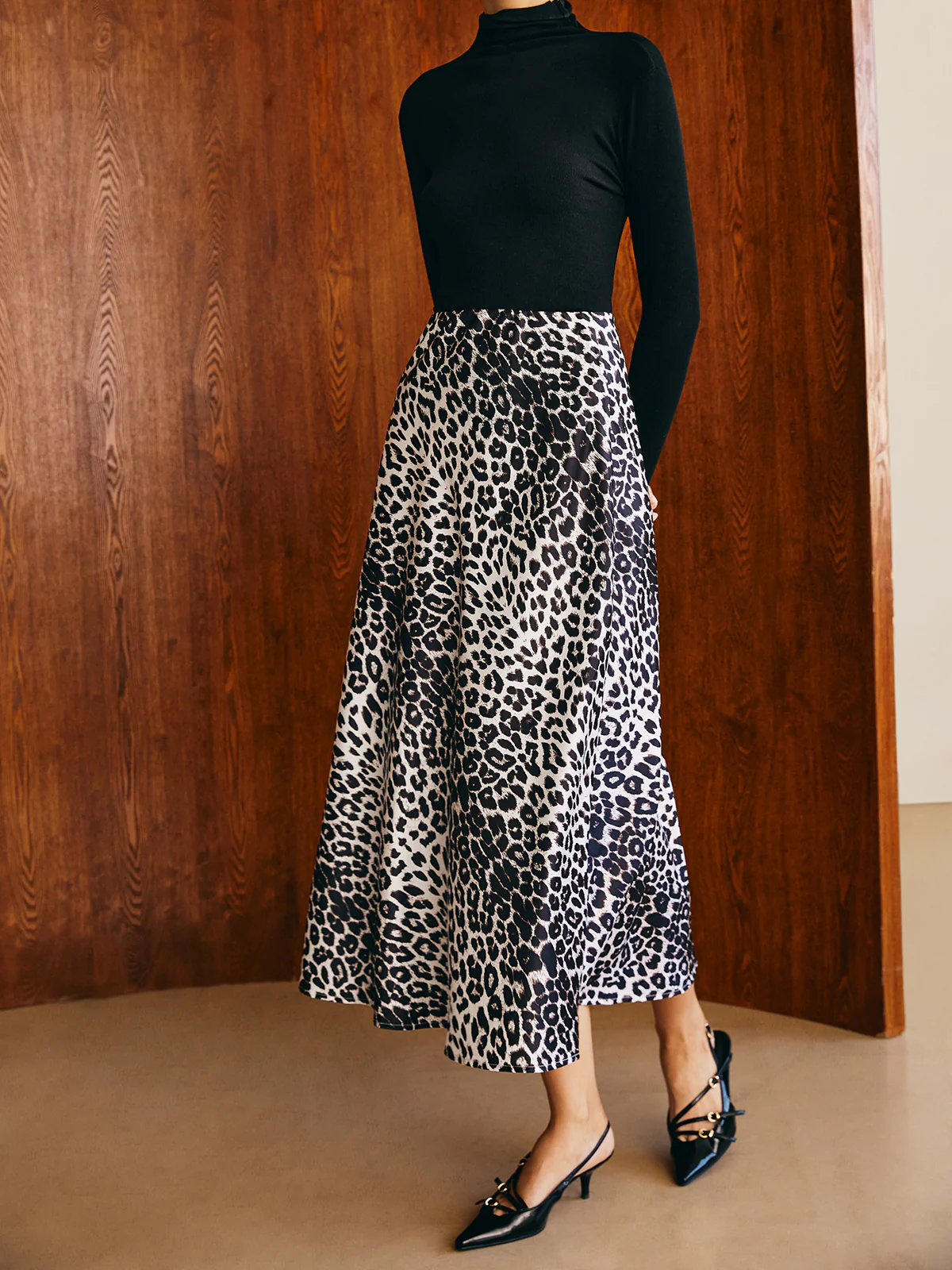 Leopard Printed Midi Skirt - Takermore