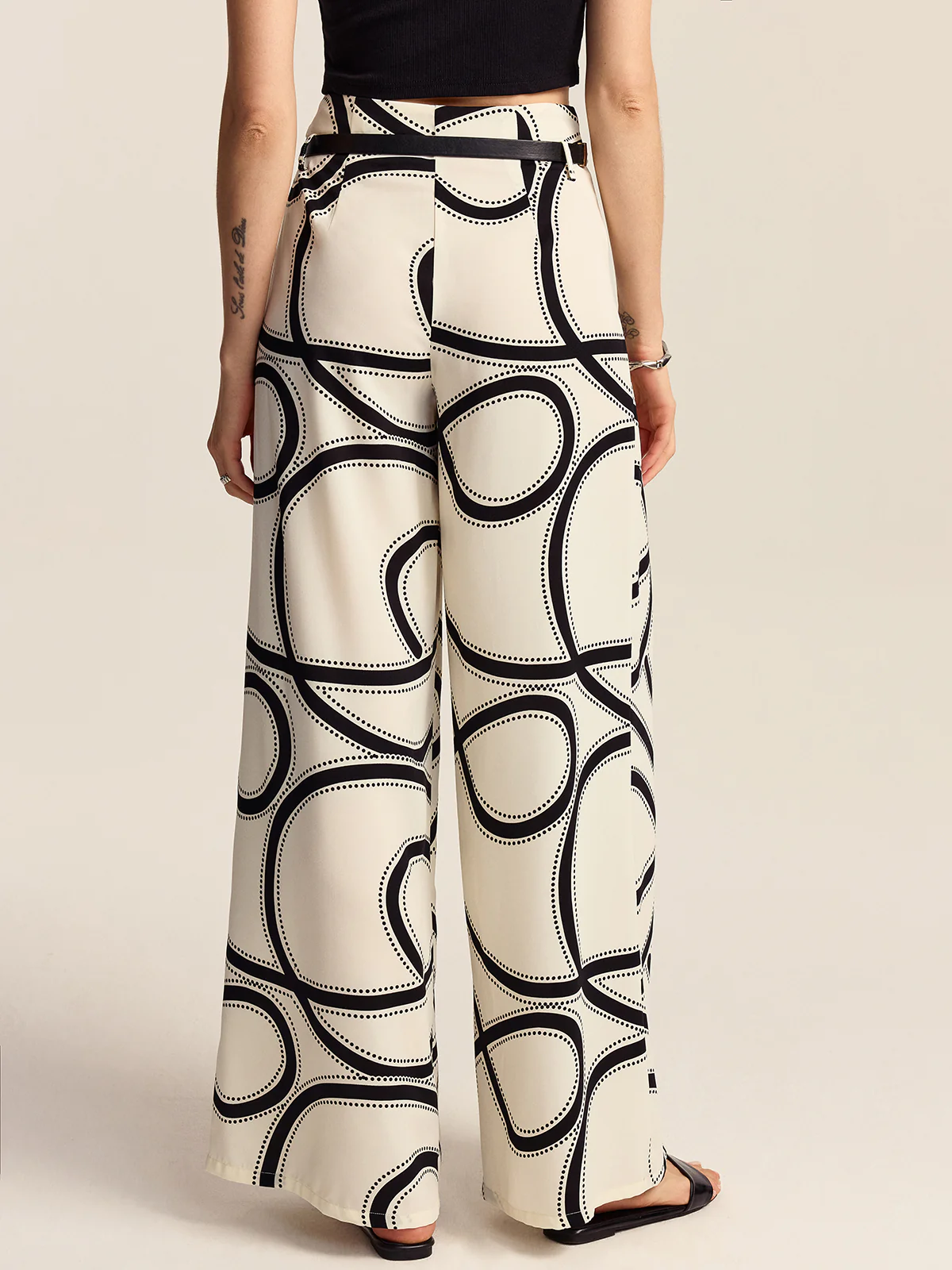 Patterned Wide-Leg Pants - Takermore