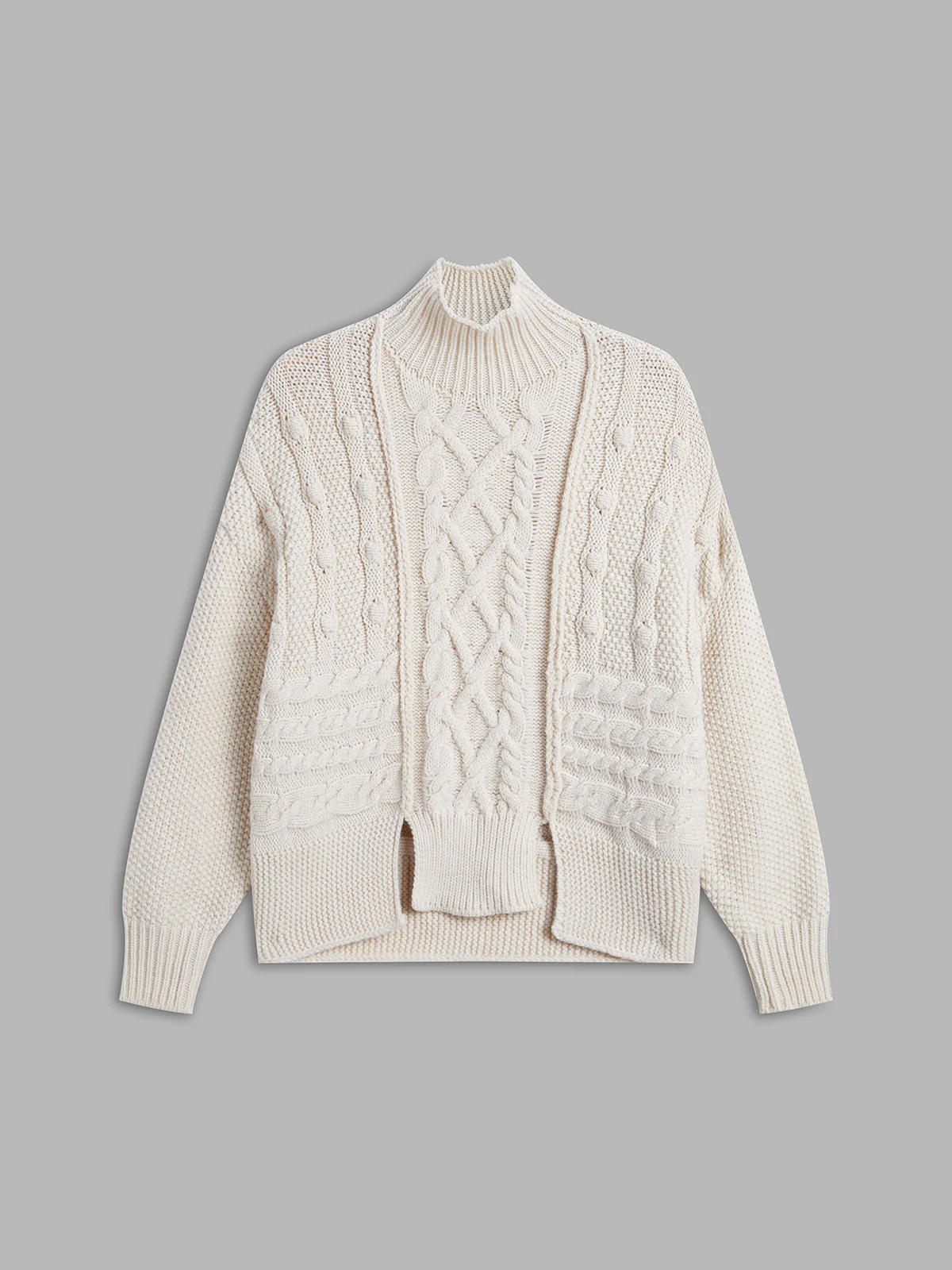 Oversized Mockneck Cable Knit Jumper - Takermore