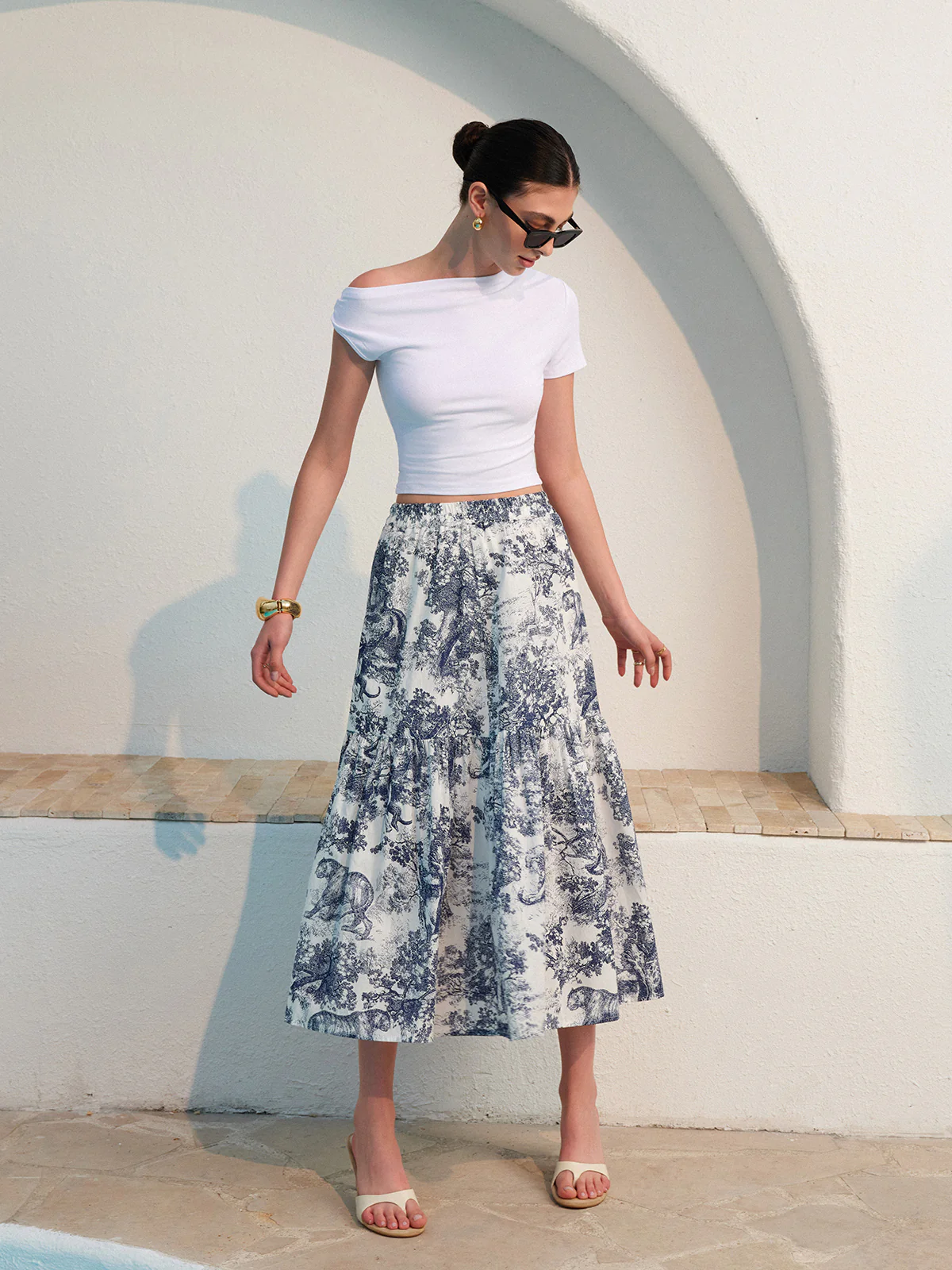 Floral Print Ruffled Skirt - Takermore