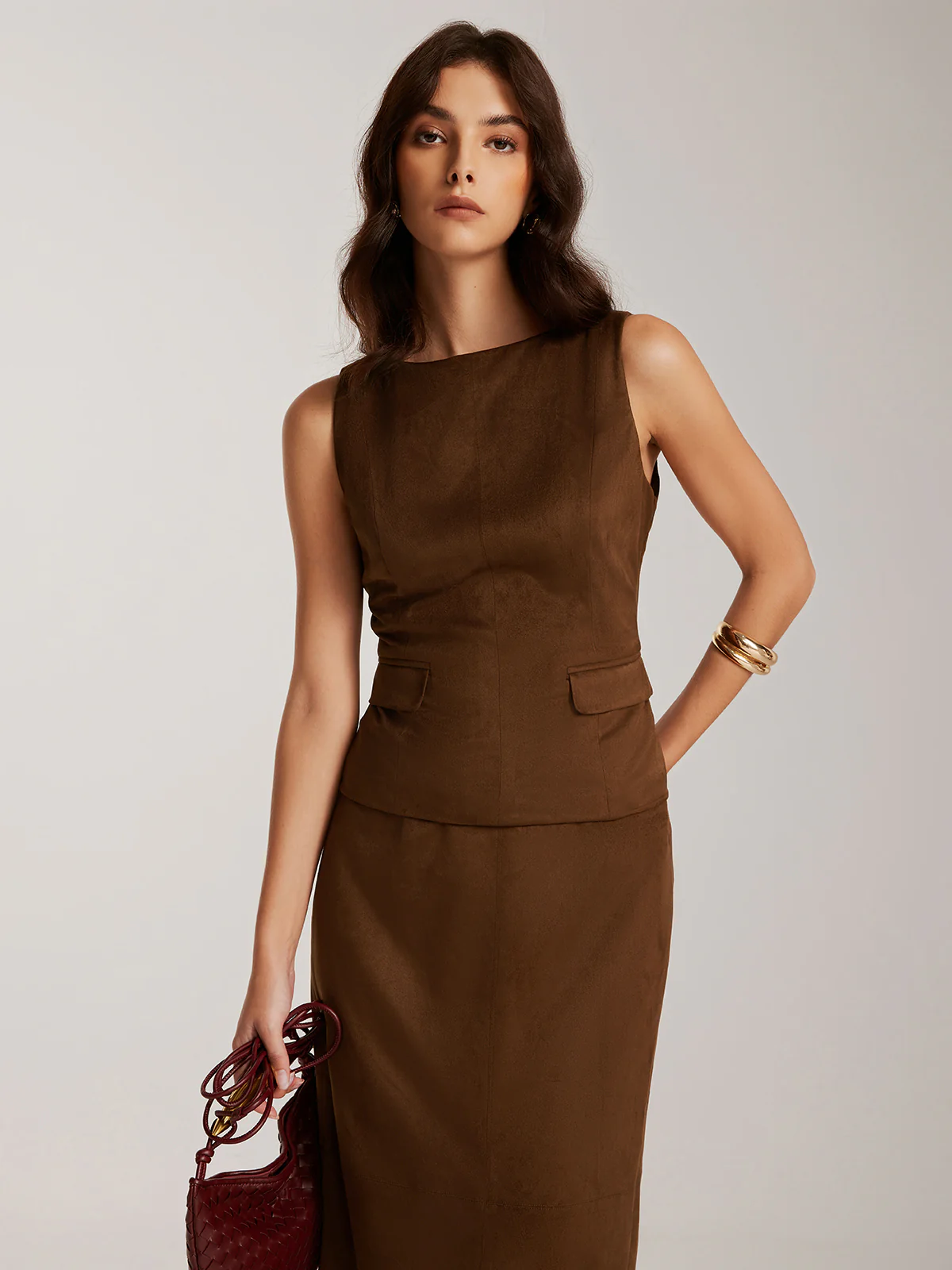 Back-Zipper Suede Tank Top - Takermore