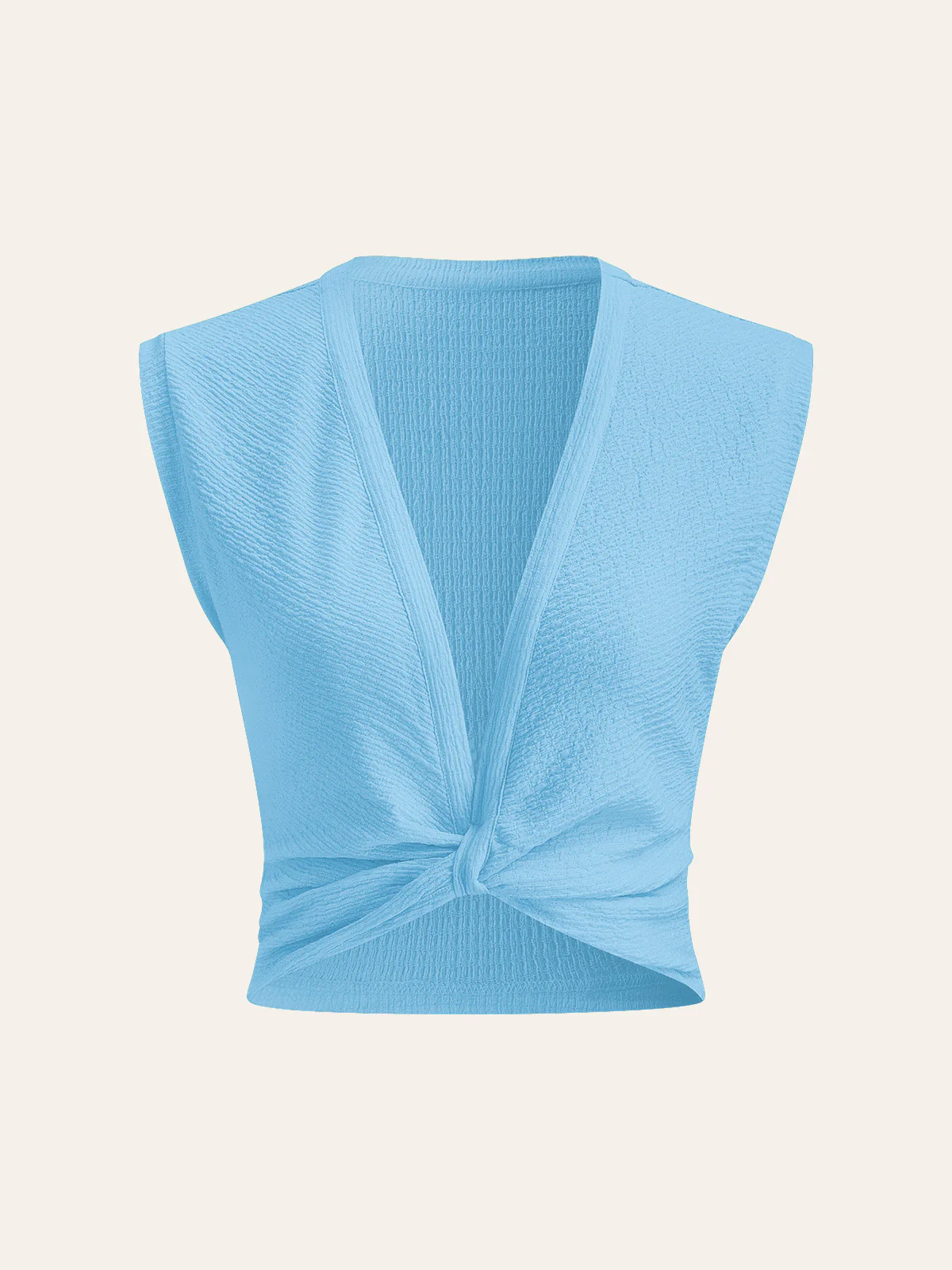 V-Neck Knot Front Sleeveless Top - Takermore