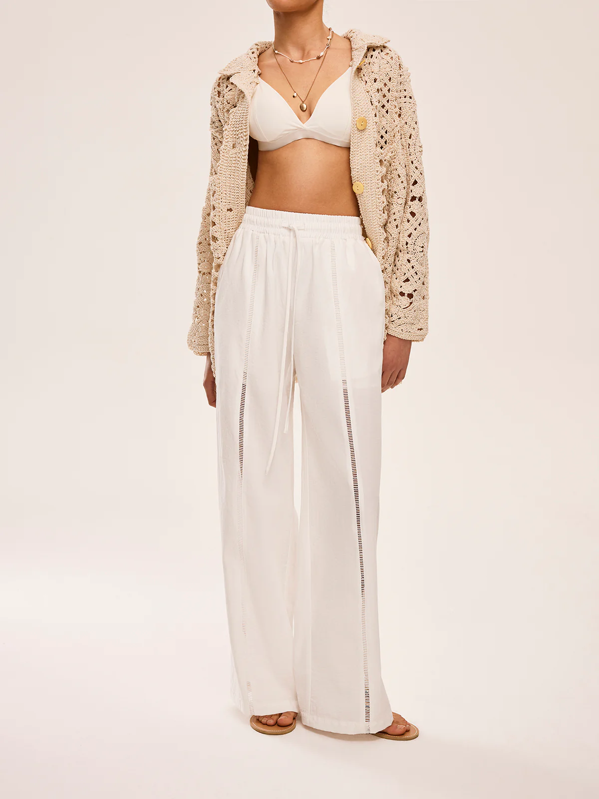 High-Waist Semi-Sheer Pants With Pockets - Takermore