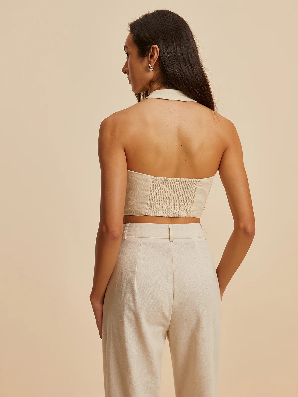 Embroidery Print V-Neck Halter Top - Takermore