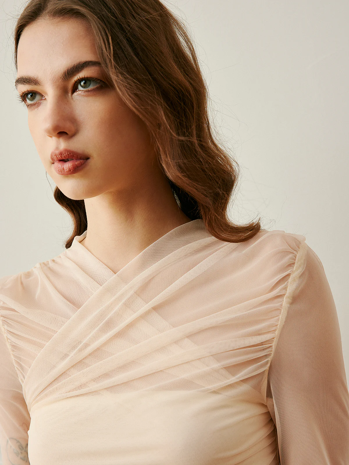 Cross-Wrap Semi-Sheer Top - Takermore