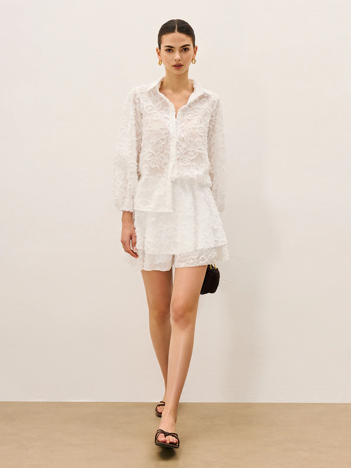 Sheer Embroidered Skirt Set - Takermore