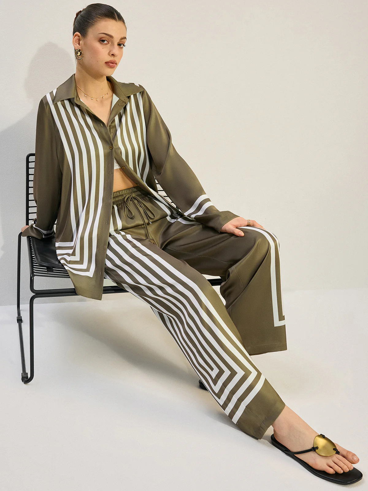 Striped Satin Pants - Takermore