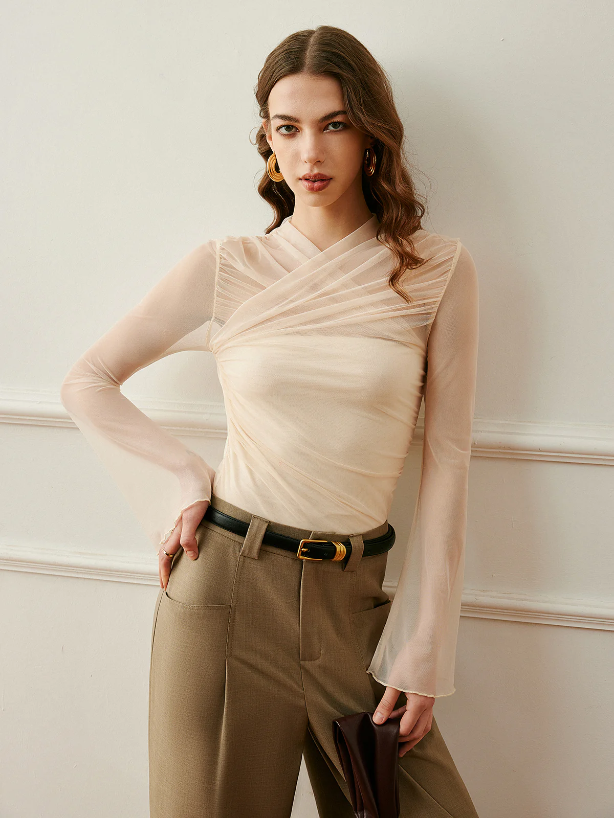 Cross-Wrap Semi-Sheer Top - Takermore