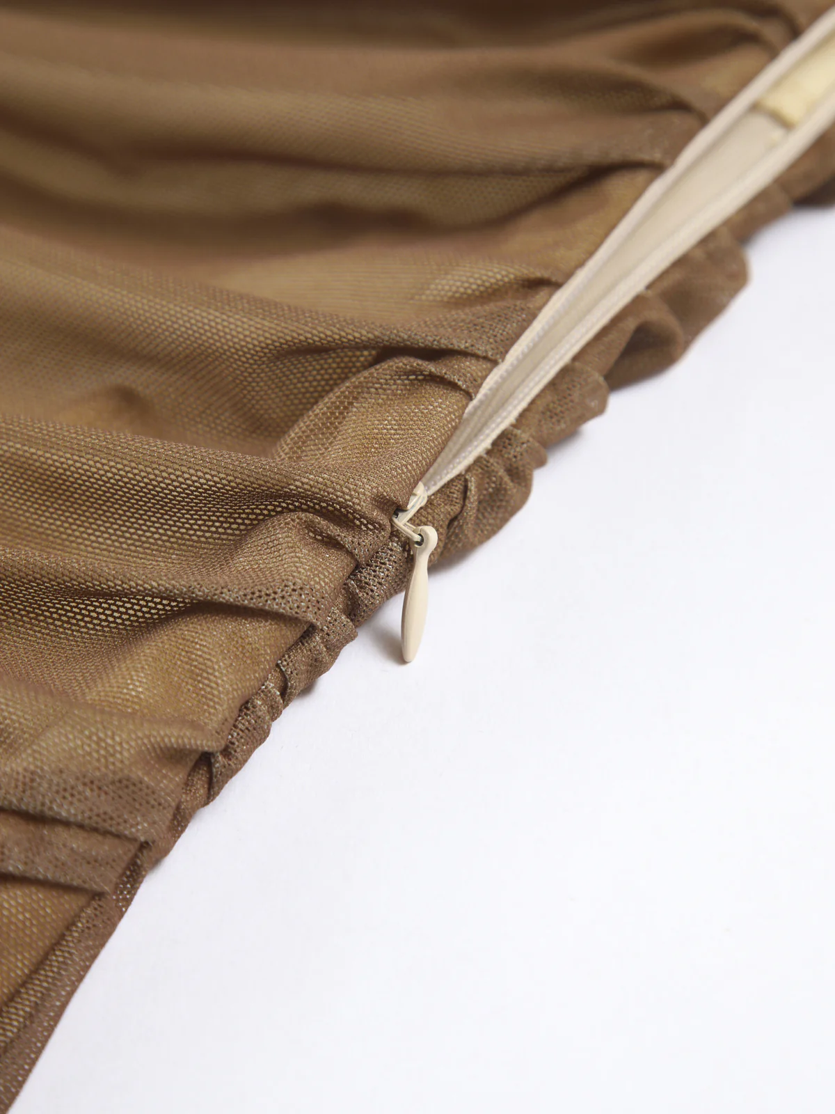 Cappuccino Ombre Mesh Zippered Long Dress - Takermore