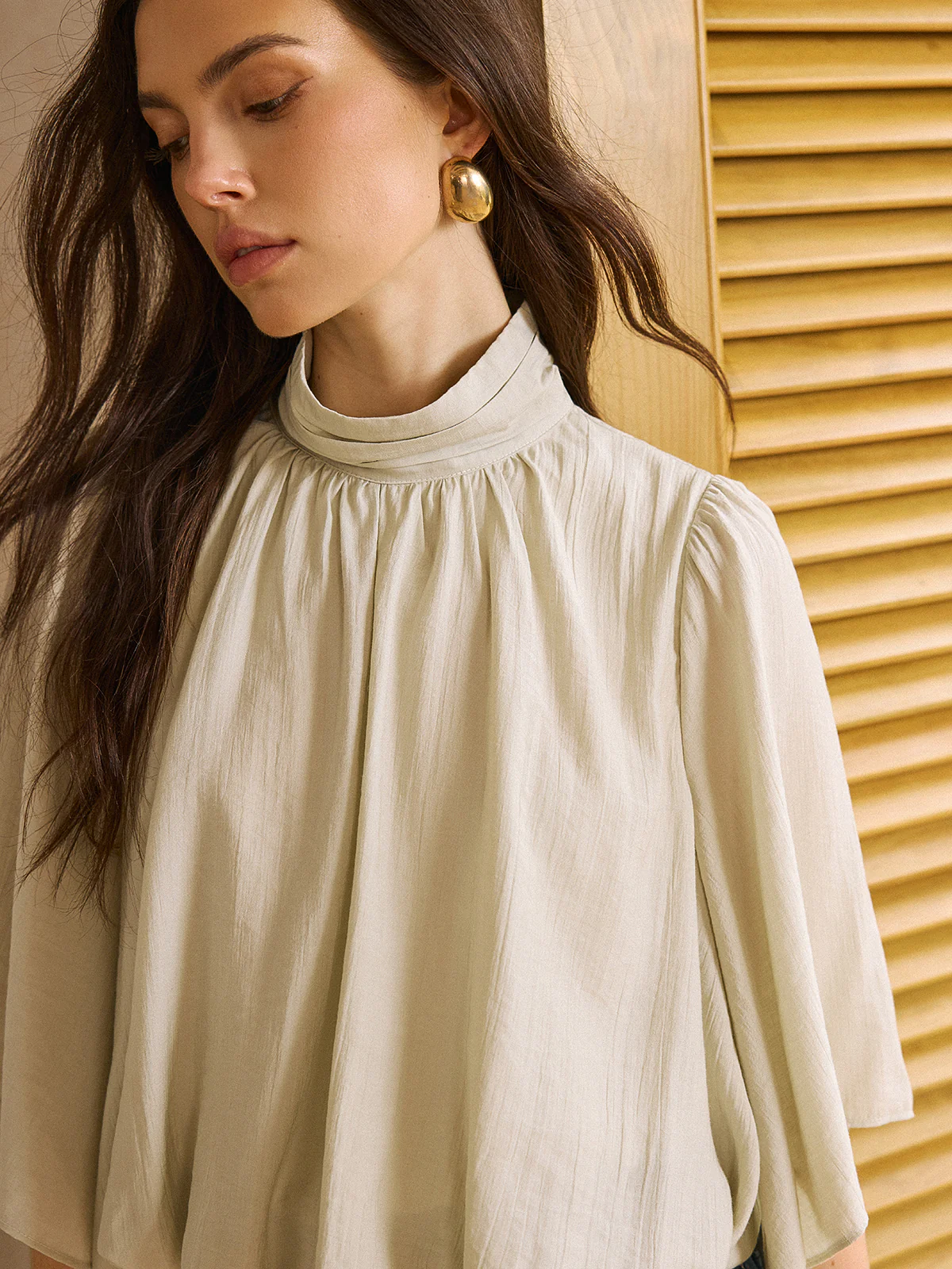 Elastic Hem Half-Sleeve Shirt - Takermore