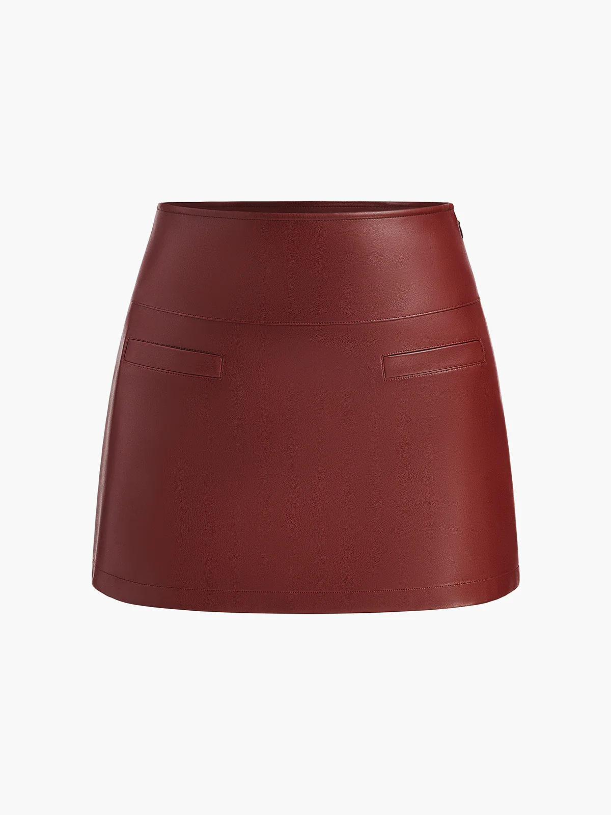 A-Line Faux Leather Mini Skirt - Takermore