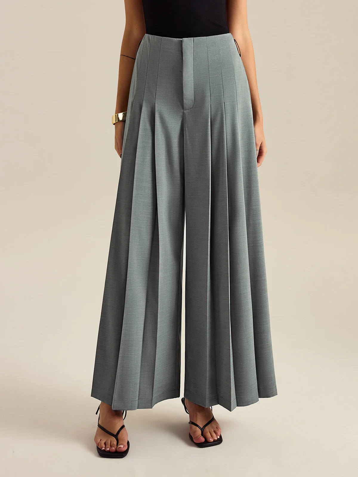 Pleated Wide-Leg Pants - Takermore