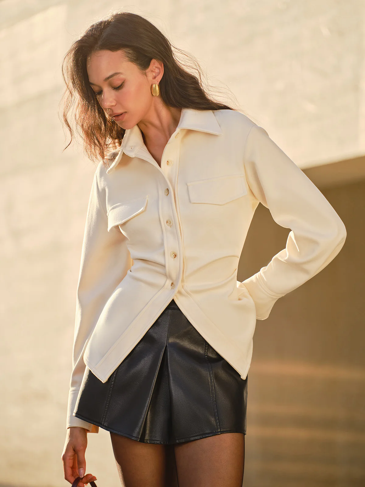 Tweed Button Slim Polo Shirt - Takermore