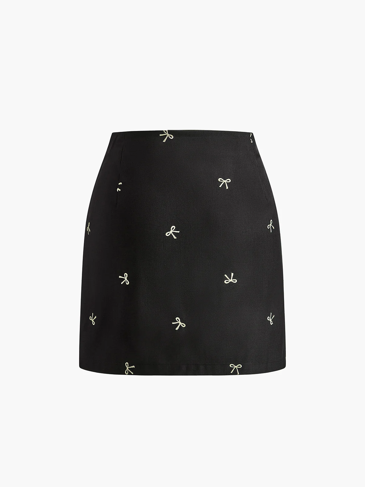 Bow Detail Zipper A Line Skirt - Takermore