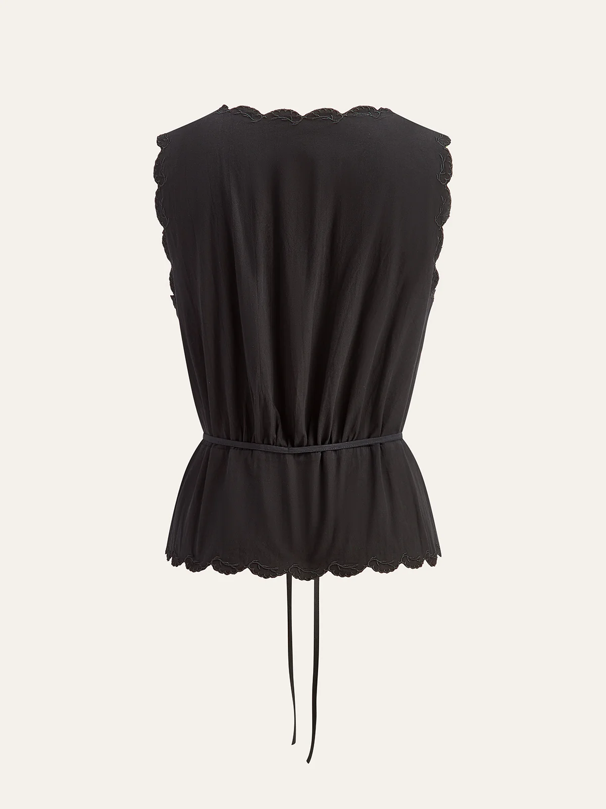 Lace-Trim Scalloped Button-Up Top - Takermore