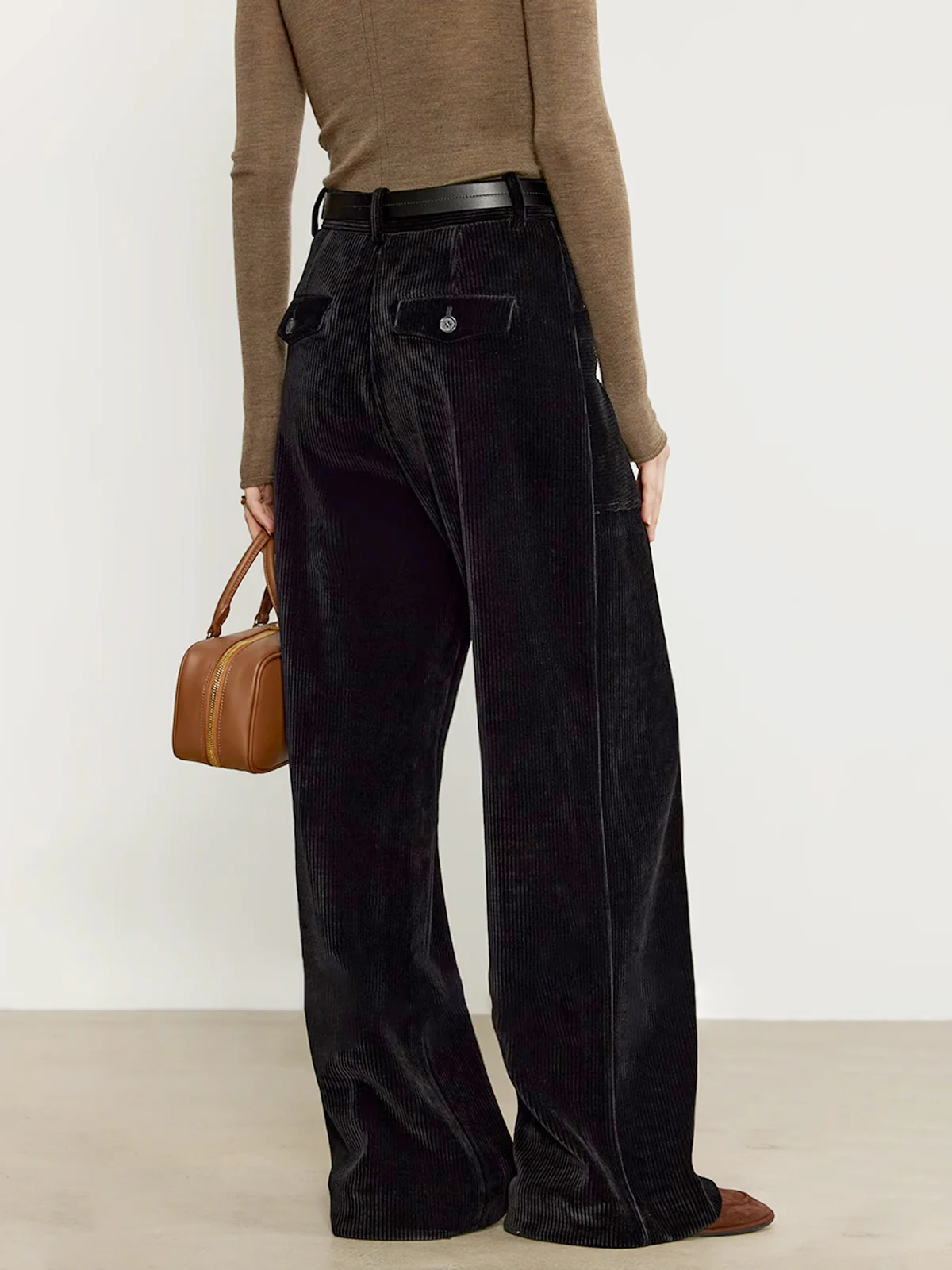 Corduroy Draped Pants Without Belt - Takermore