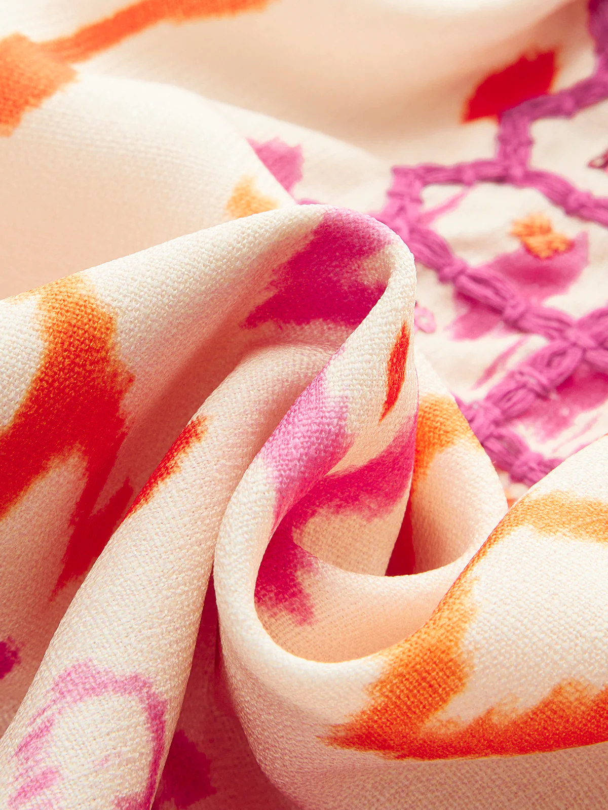 Embroidered Boho Tassel Tie Cami Top - Takermore