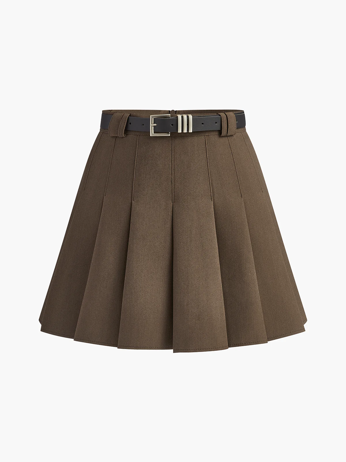 Versatile Pleated Mini Skirt With Belt - Takermore