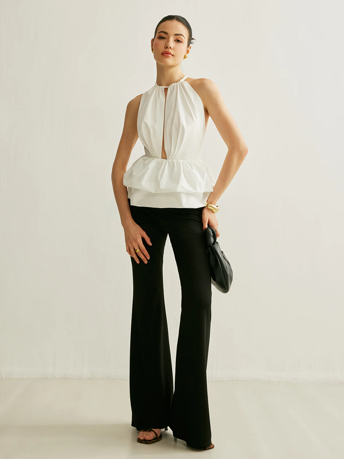 Peplum Keyhole Neck Top - Takermore