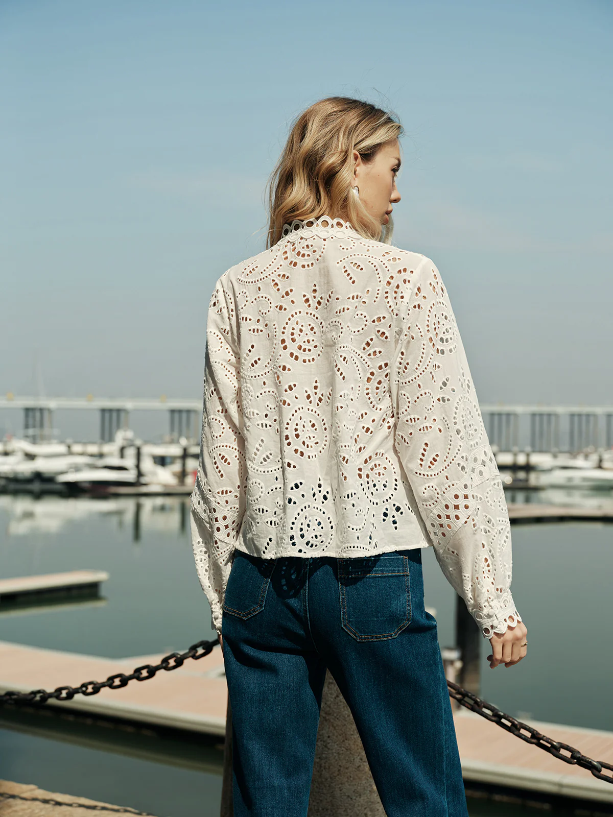 Embroidery Hollow-Out Detail Top - Takermore