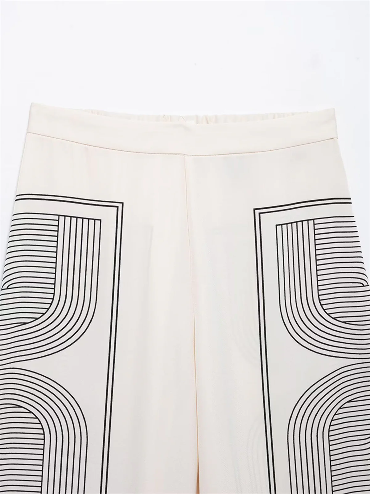 Mid-Waist Geometric Print Wide-Leg Pants - Takermore