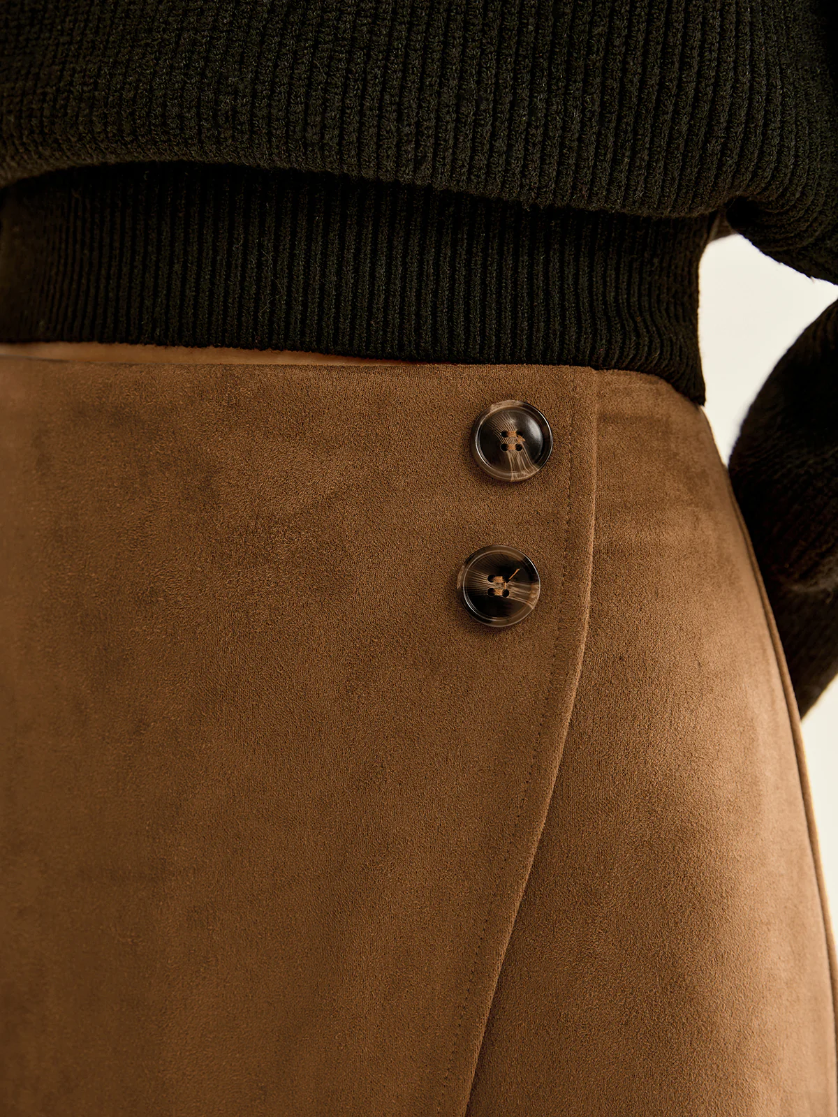 Suede Zipper Wrap Skirt - Takermore