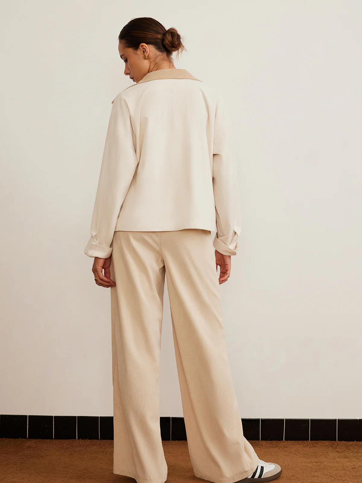 Corduroy High-Waist Wide Leg Pants - Takermore