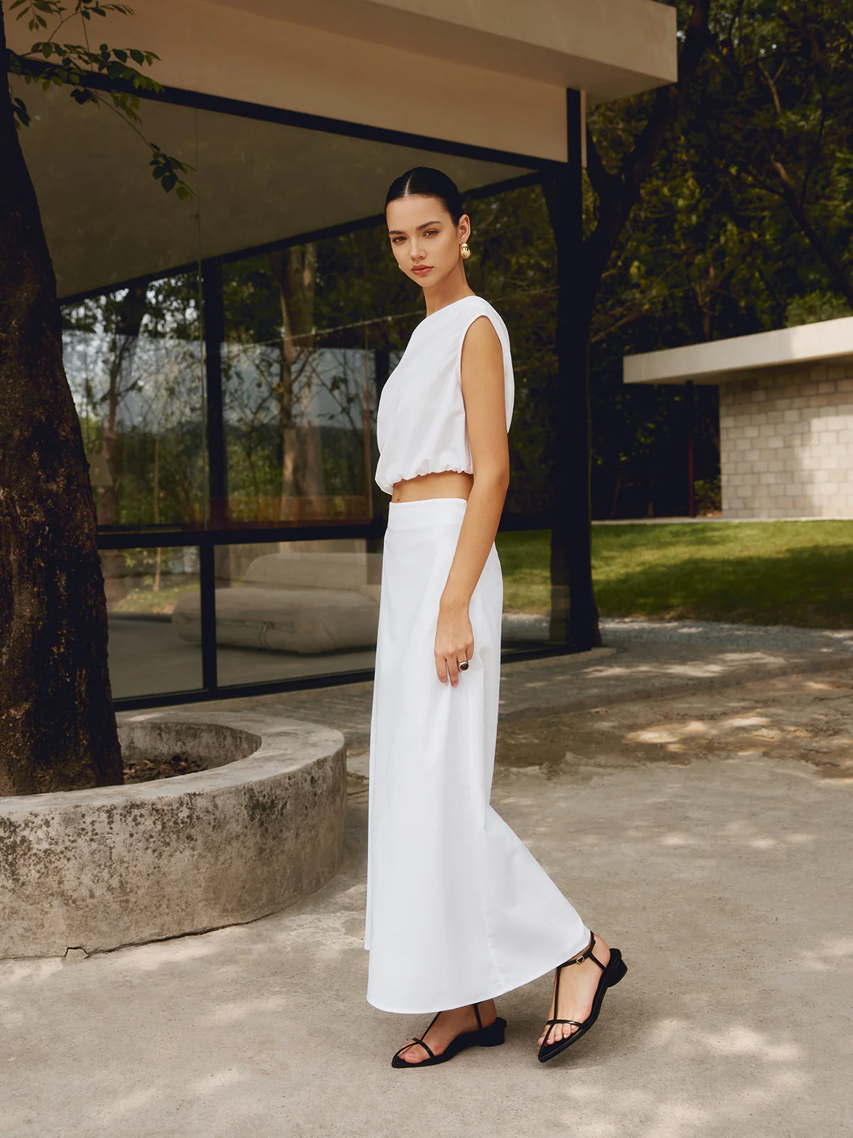 Cotton & Linen One Shoulder Off T-Shirt - Takermore