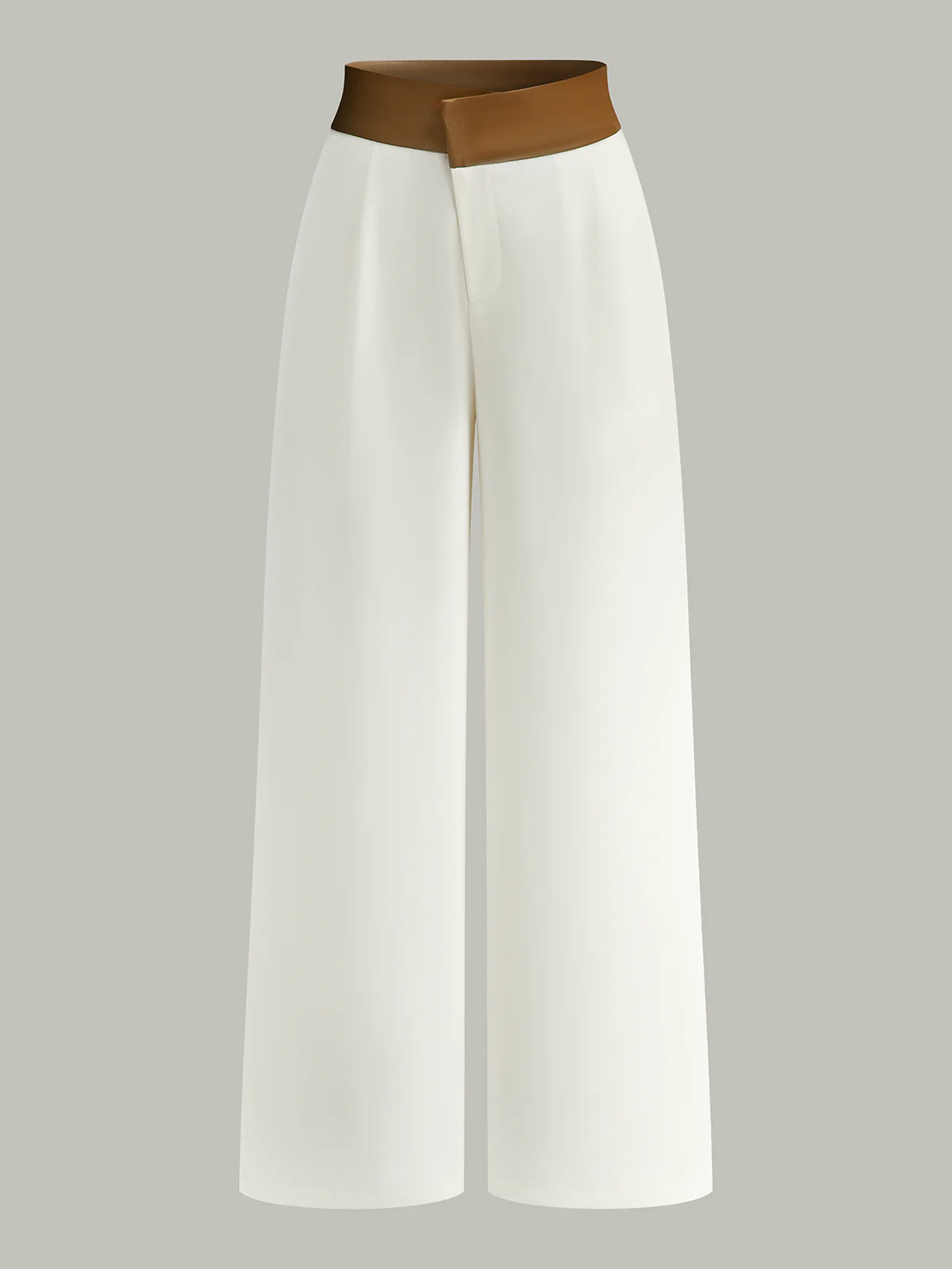 Faux Leather 2-Tone Waist Wide-Leg Pants - Takermore