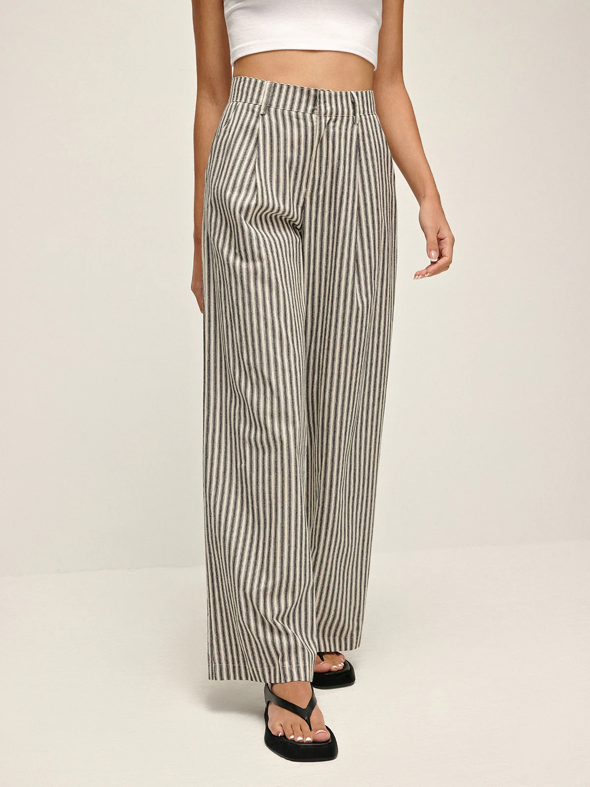 Pinstripe High-Waist Long Pants - Takermore