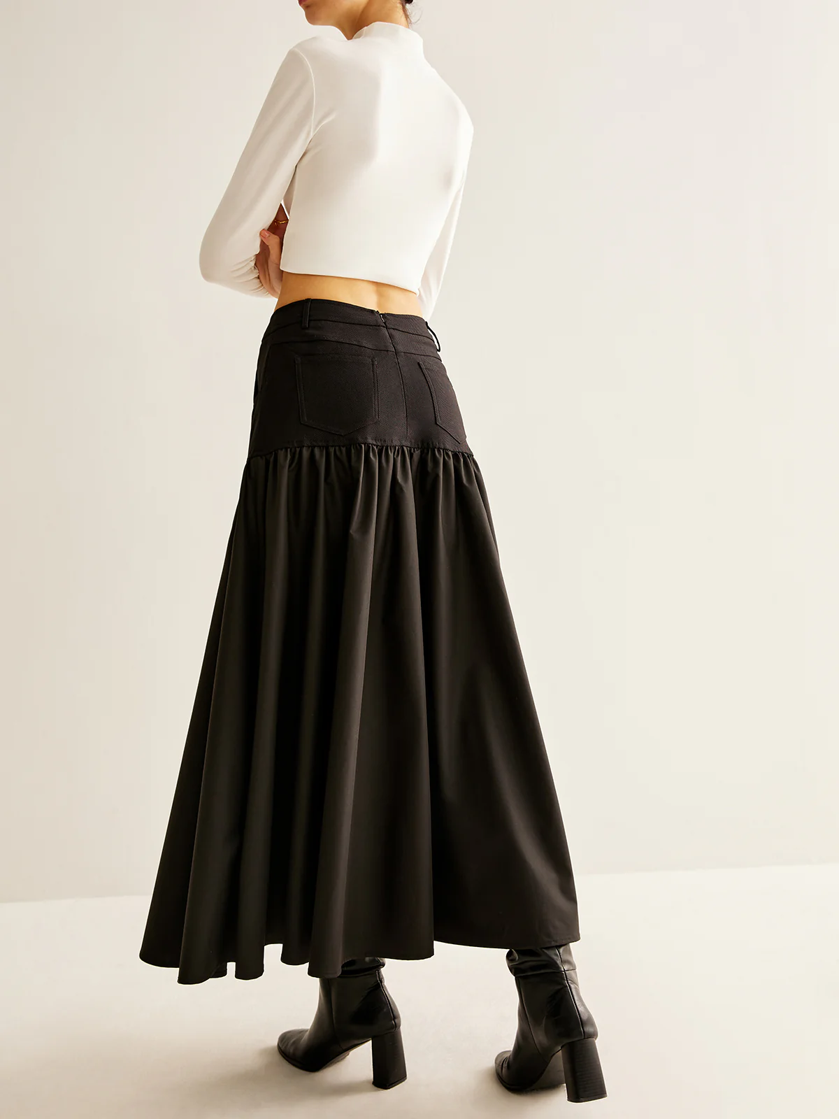 Panel Pockets Umbrella Skirt - Takermore