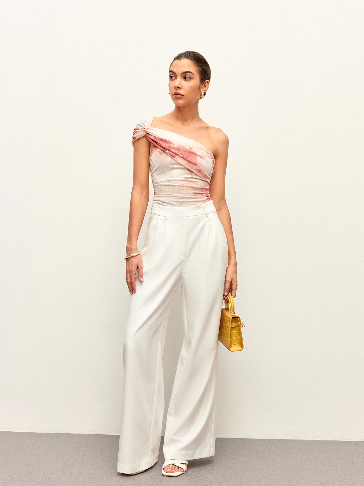 Semi-Sheer One-Shoulder Top - Takermore