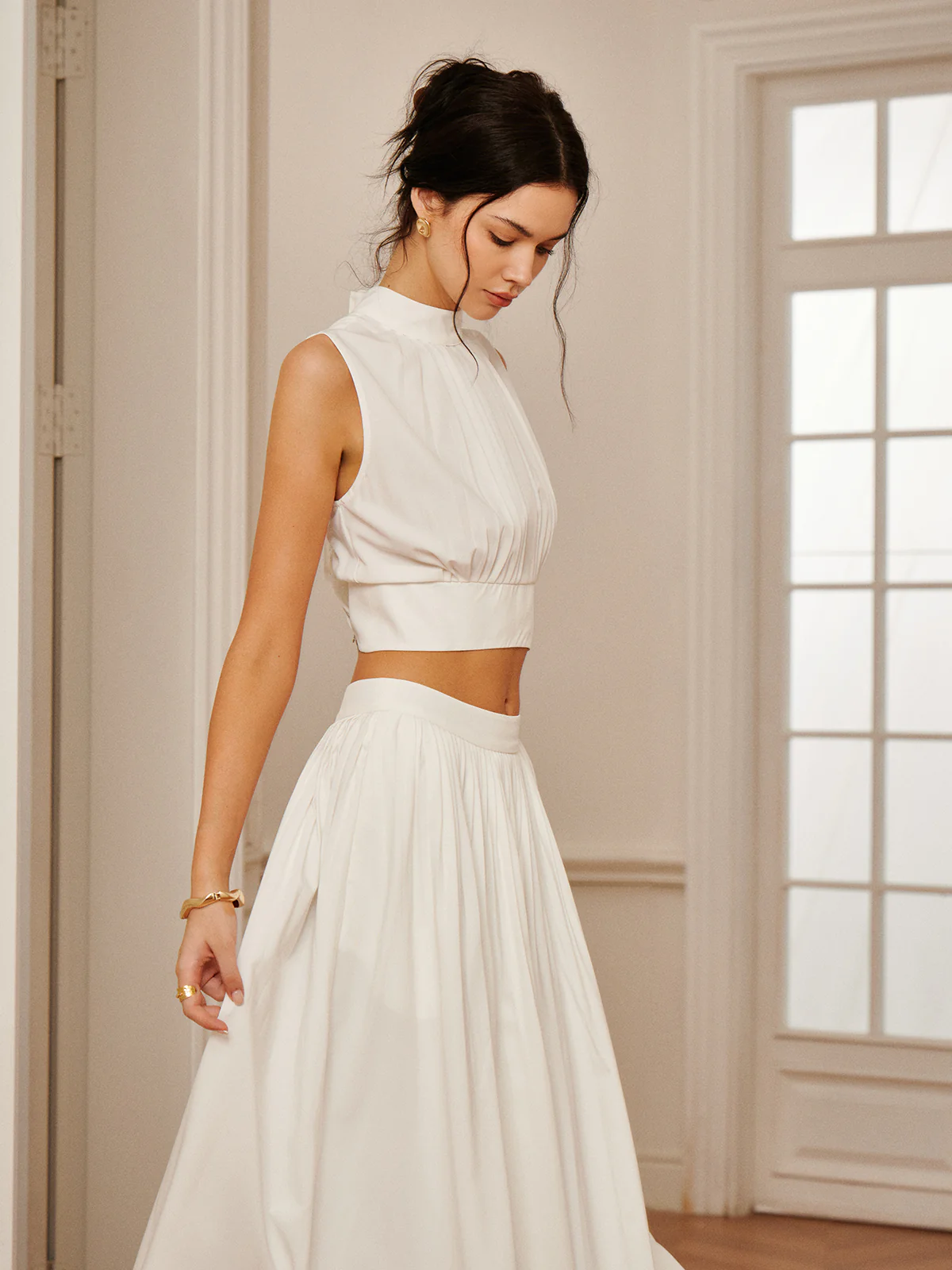 Romantic Sleeveless Pleated Skirt Set - Takermore