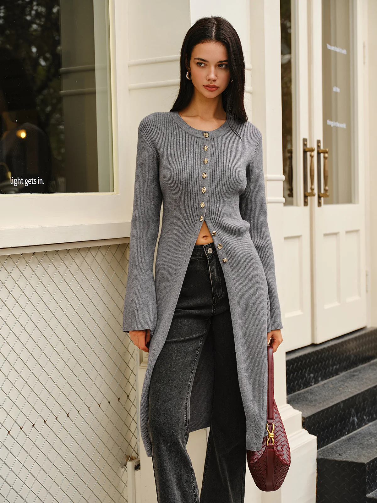 Versatile Metal Breasted Sweater Dress - Takermore