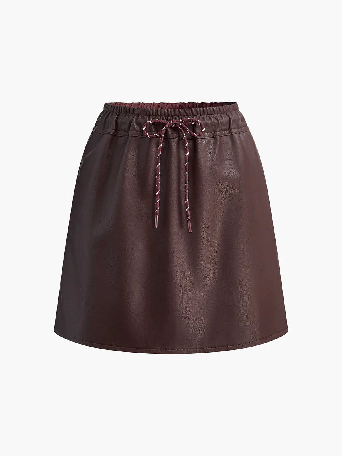 Drawstring Faux Leather Skirt - Takermore