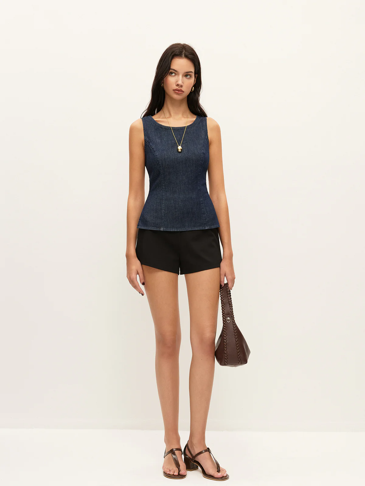 Back Tie Denim Top - Takermore