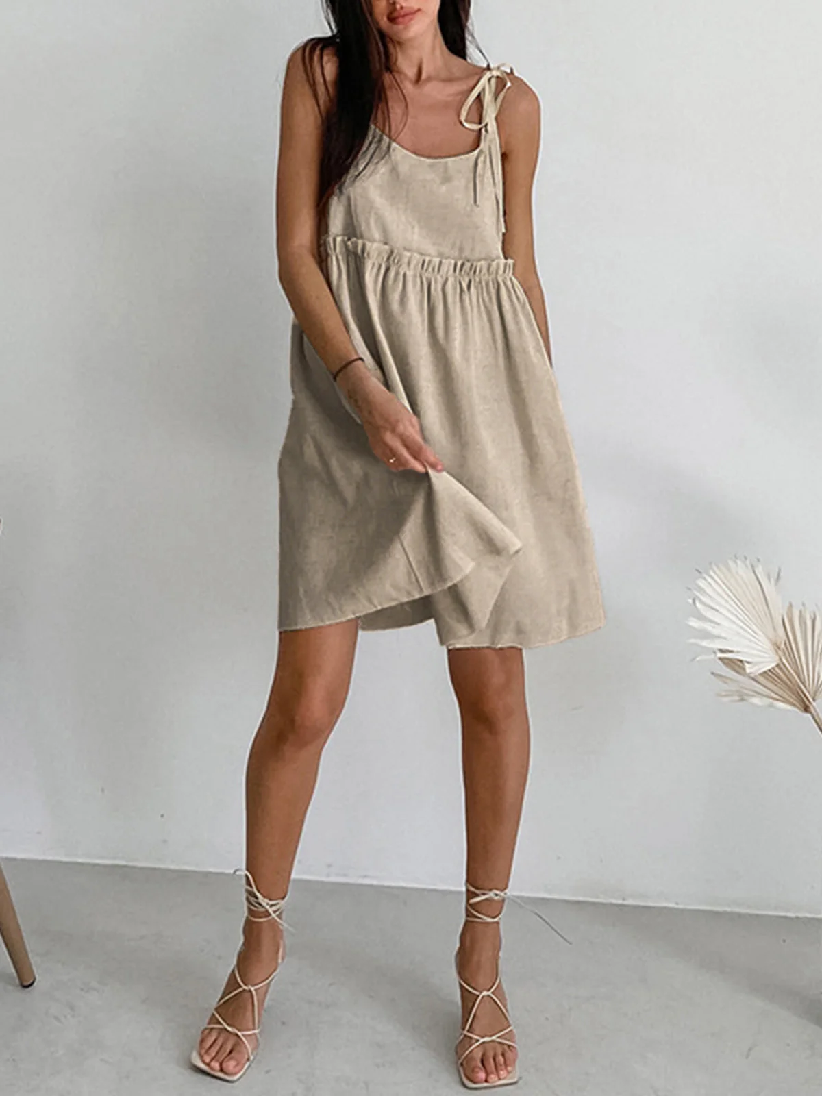 Levanzo Tied Shoulder Short Dress - Takermore