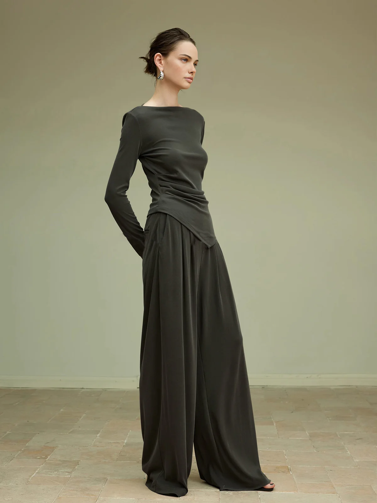 Pleated Draped Jersey Pants - Takermore