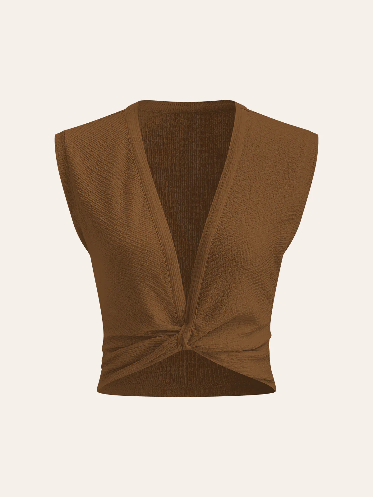 V-Neck Knot Front Sleeveless Top - Takermore