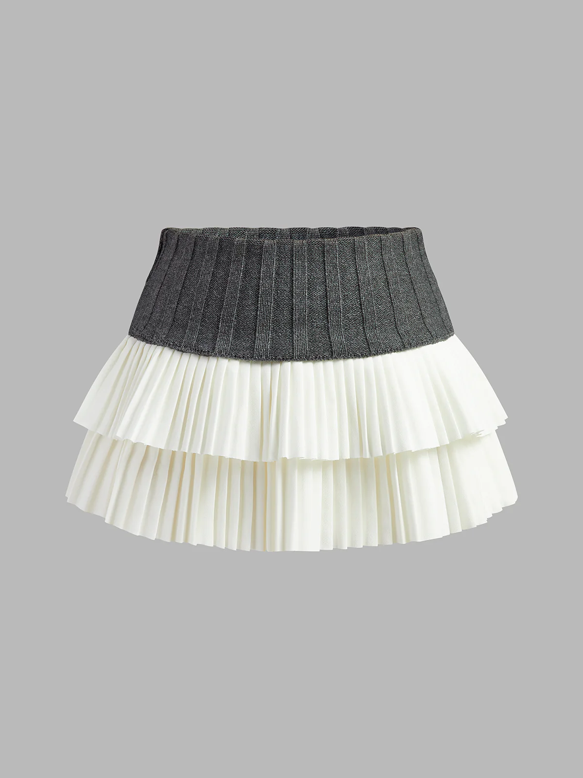 Two-Tone Pleated Mini Skirt - Takermore