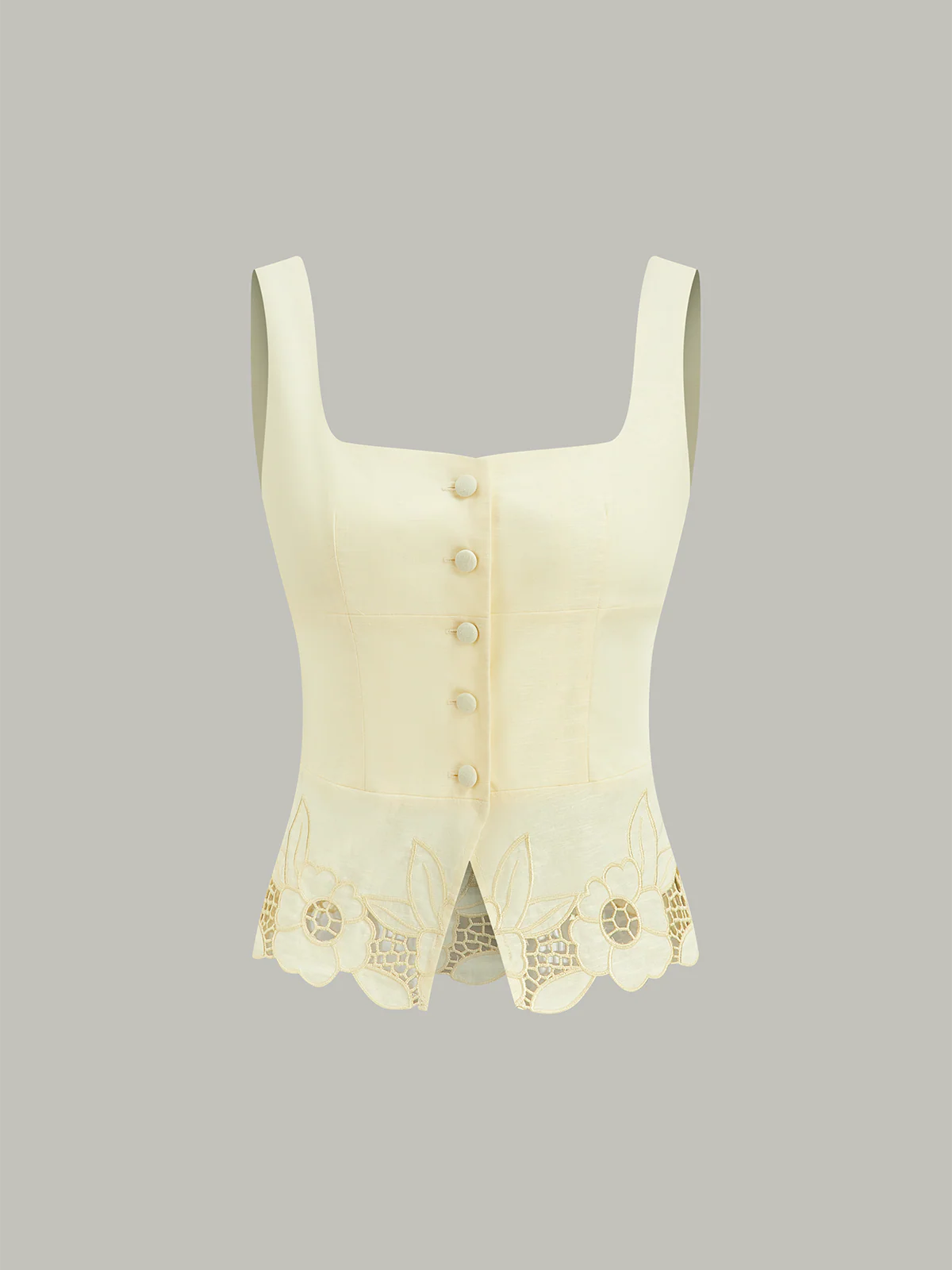 Linen & Cotton Embroidered Tank Top - Takermore