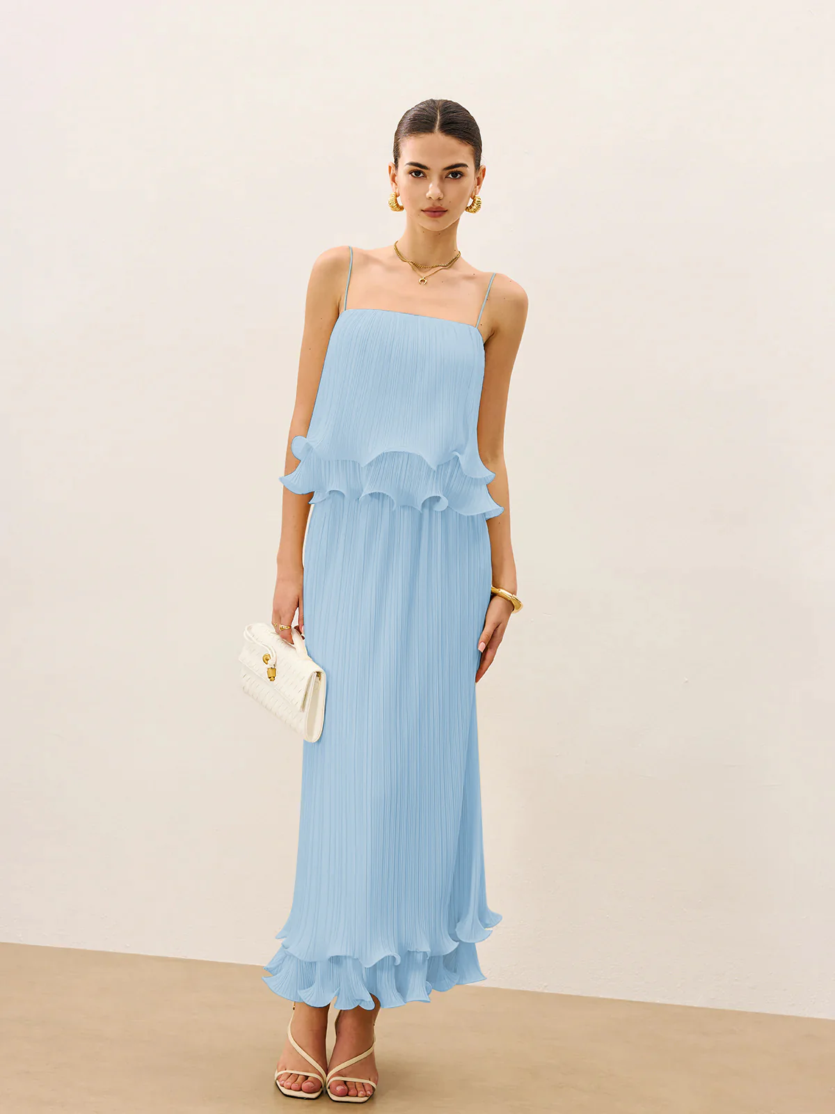 Pleated Layered Ruffle Skirt Set - Takermore